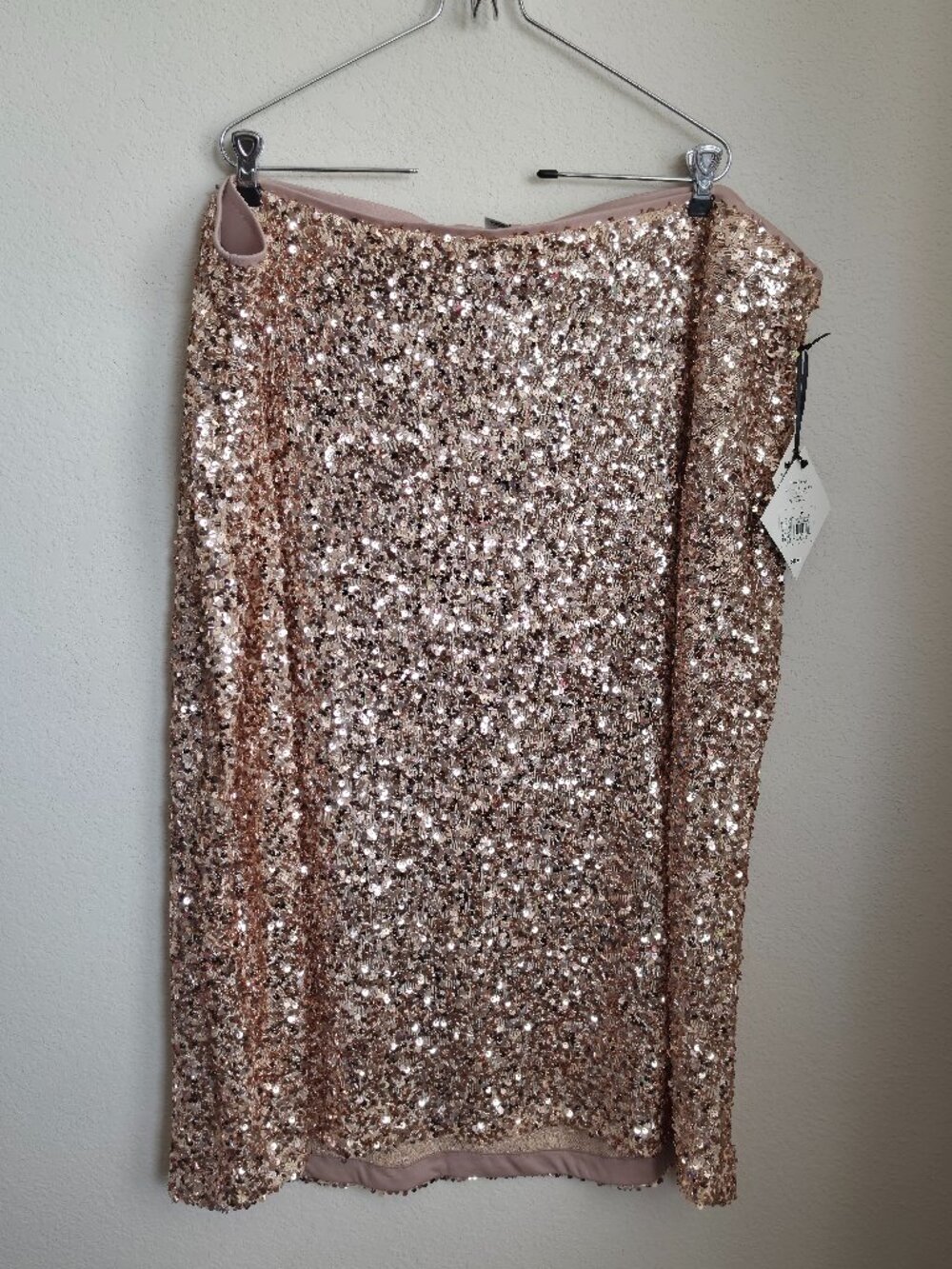 Ava & Viv Rose Gold Sequin Midi Skirt NWT 3X